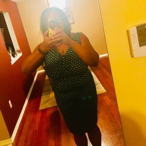 Green and black knee length stretch dress